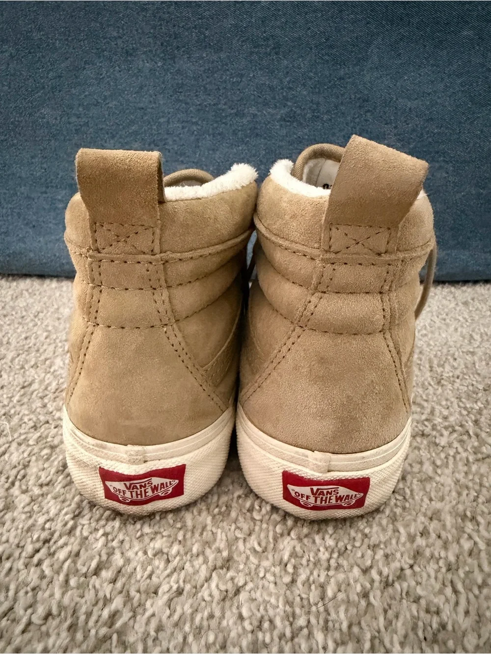Vans High-Top Suede Sneakers in Tan with White Trim